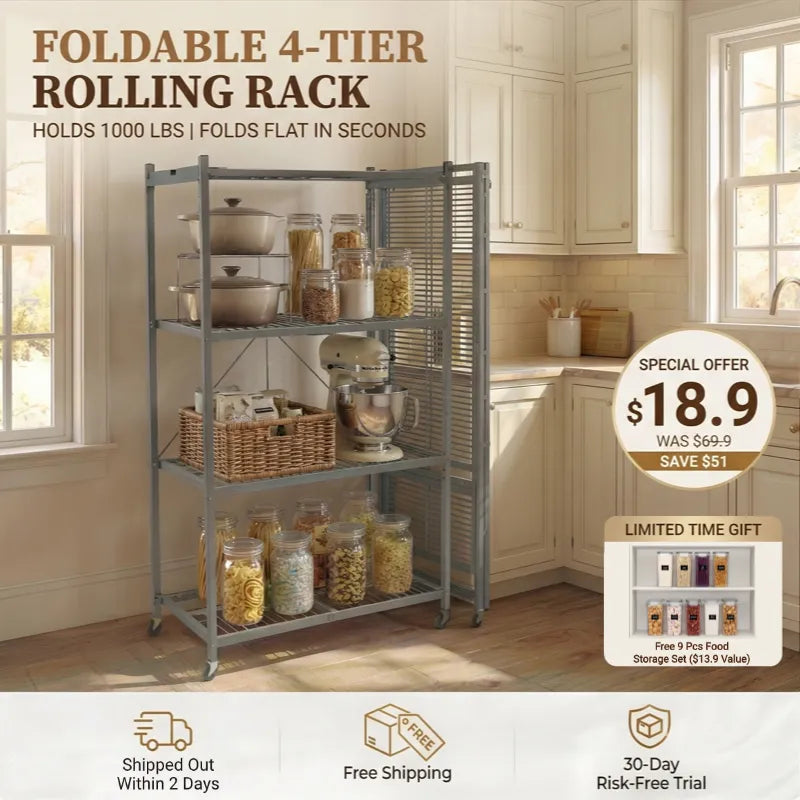 No Setup Needed! Versatile 360° Rotating Storage Shelf