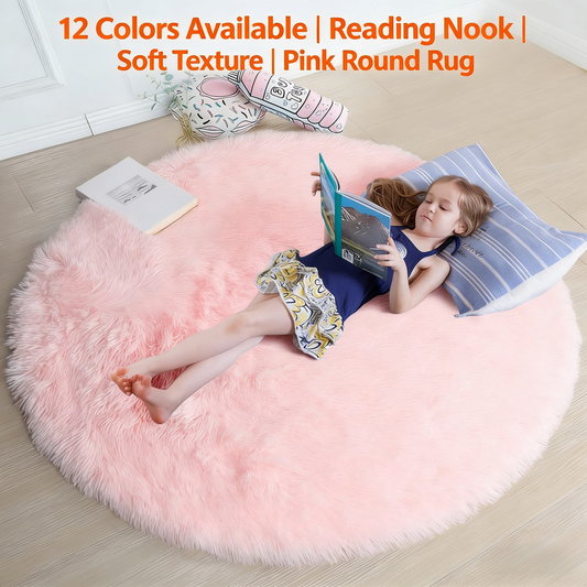 Fluffy shag rug perfect for bedrooms, nurseries, and playrooms. Adds a cute and aesthetic touch to any space.