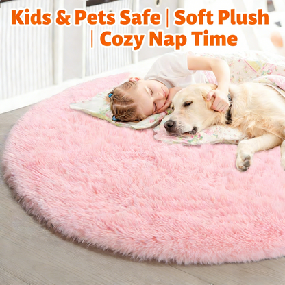 Fluffy shag rug perfect for bedrooms, nurseries, and playrooms. Adds a cute and aesthetic touch to any space.