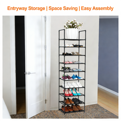 10-Tier Shoe Rack – Holds 20-25 Pairs