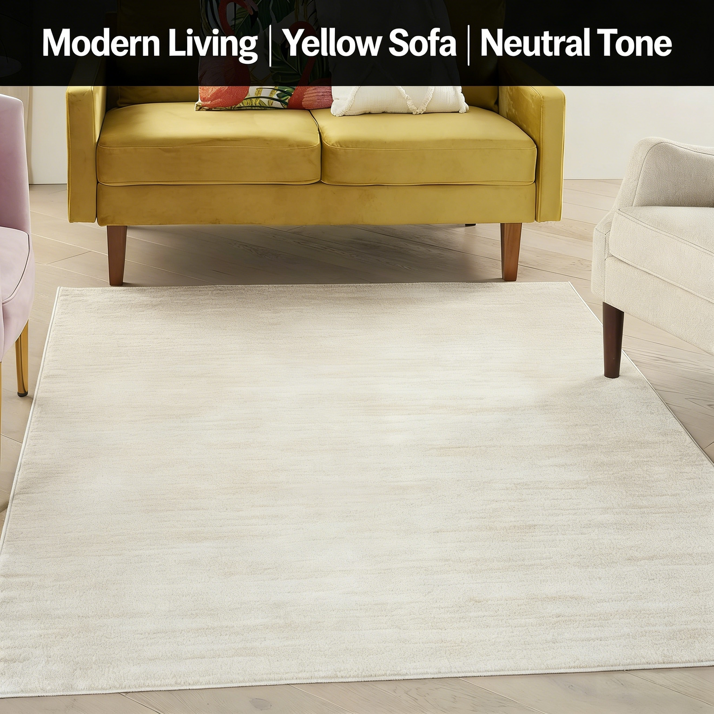 Nourison Essentials Ivory Beige 4' x 6' Area Rug - Easy Clean, Non Shedding, Bed Room, Living Room, Dining Room, Kitchen (4' x 6')