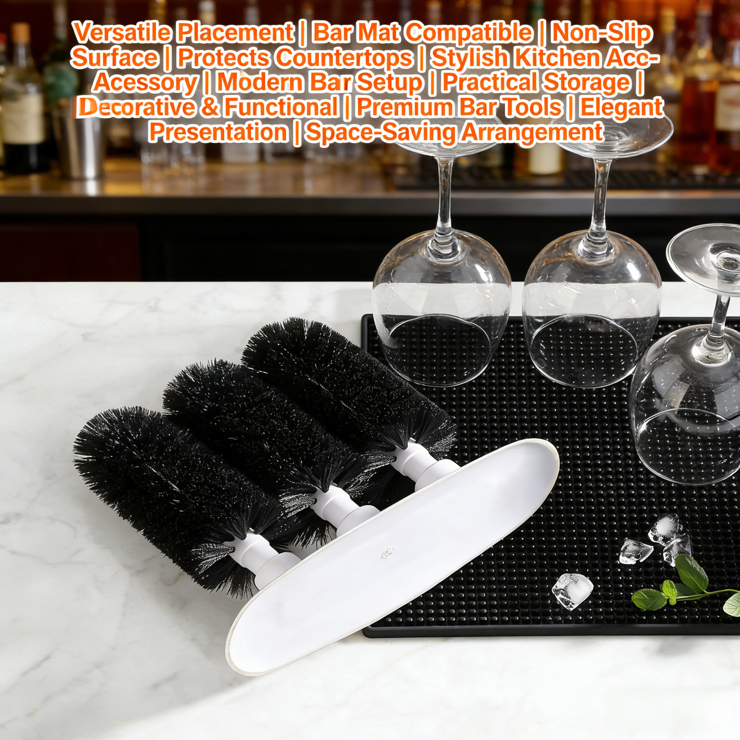 Triple Brush Bar Glass Washer – 3 Brushes, Suction Base, Non-Battery Powered.