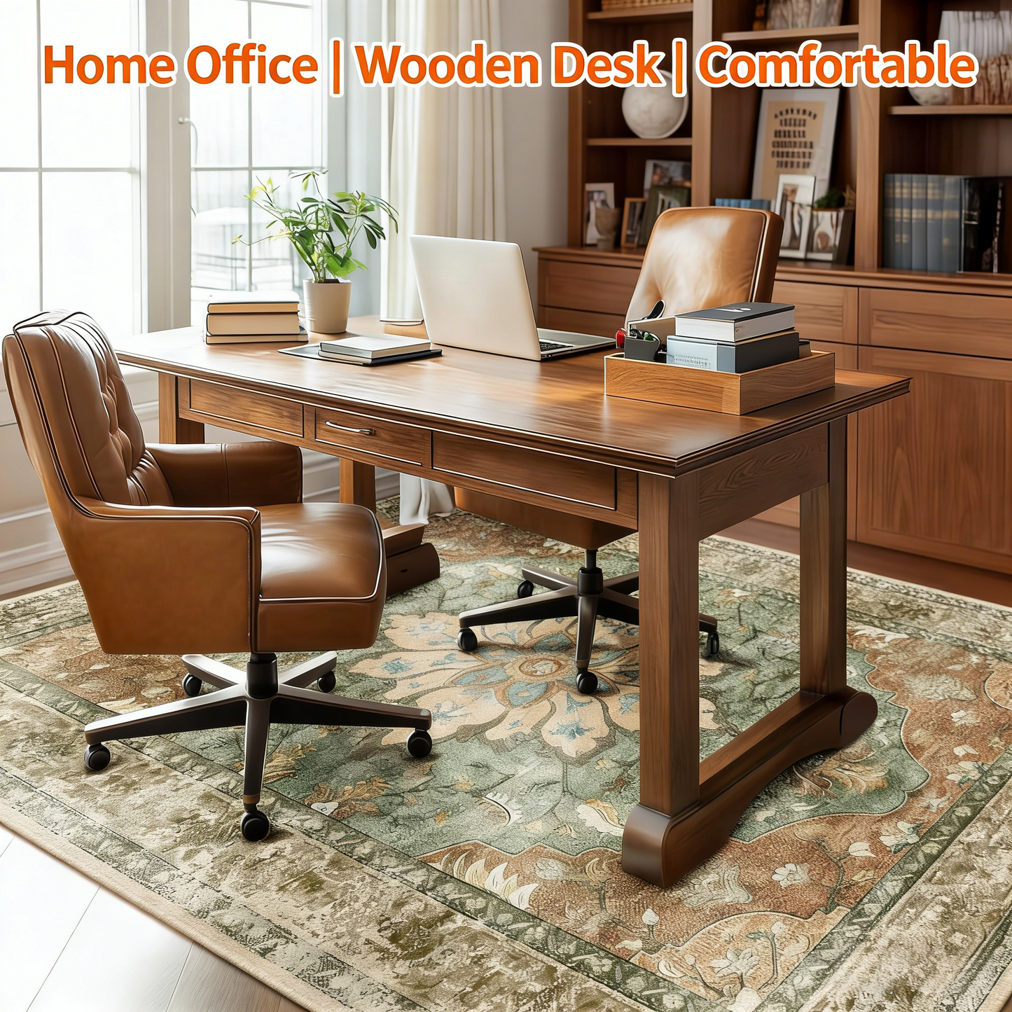 5'x7' Washable Non-Slip Area Rug – Floral Vintage Medallion Pattern