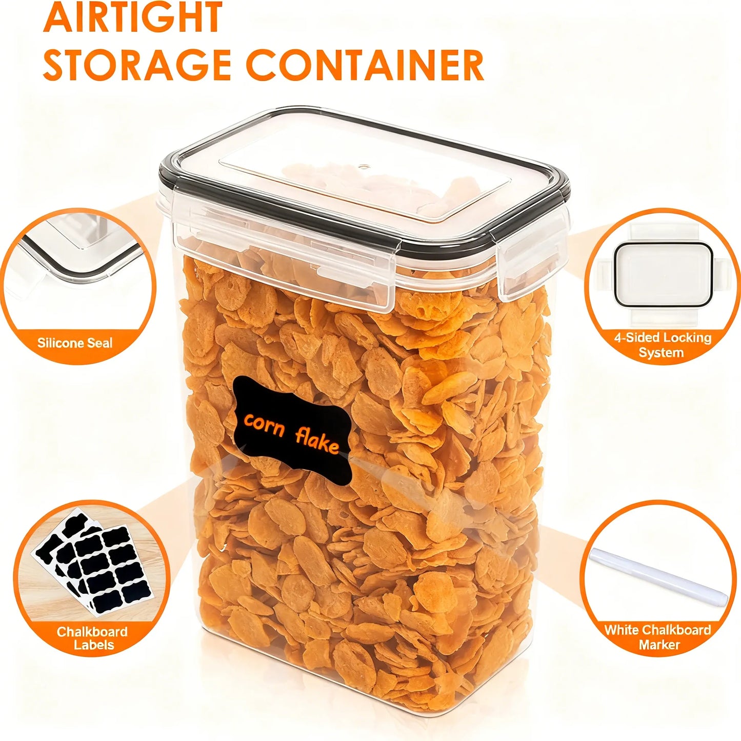 Airtight Food Storage 9-Piece Set | 2L Containers with Labels, BPA-Free
