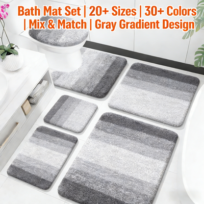 Bathroom Rug Mat 30x20, Soft & Absorbent Microfiber, Rubber Backing, Quick Dry, Machine Washable, for Bathroom Floor, Tub & Shower, Home Decor, Grey.
