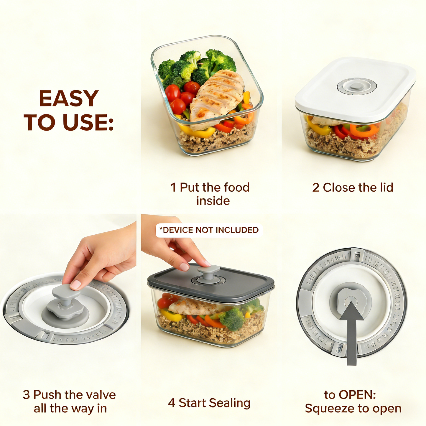 Vacuum Seal Glass Food Storage Containers Set